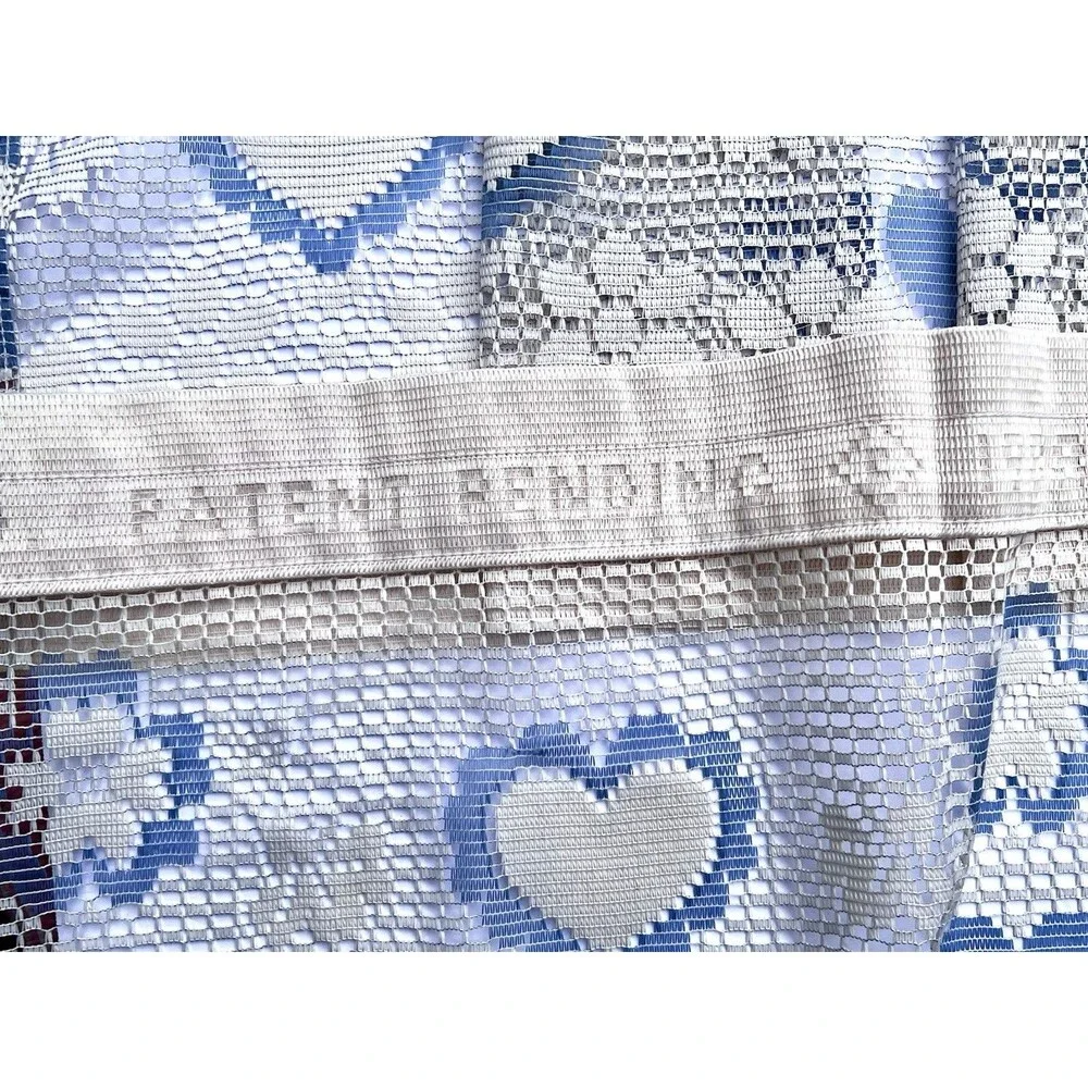 Vintage Louis Hornick 1983 Blue Heart Floral Lace Sidelight Curtain Panels 12x58
